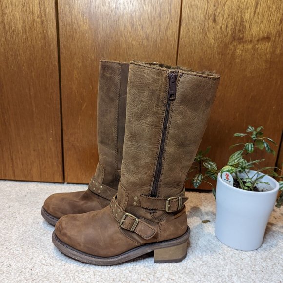 Caterpillar Woman's Florencia Brown Leather Mid Calf Waterproof Boots - Picture 3 of 12